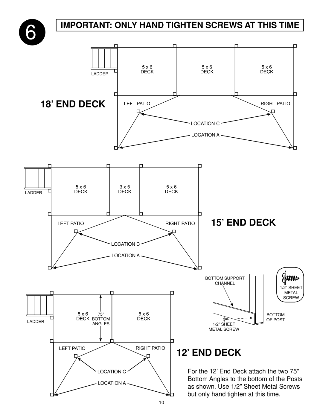 Swim'n Play end deck manual Location C Location a 