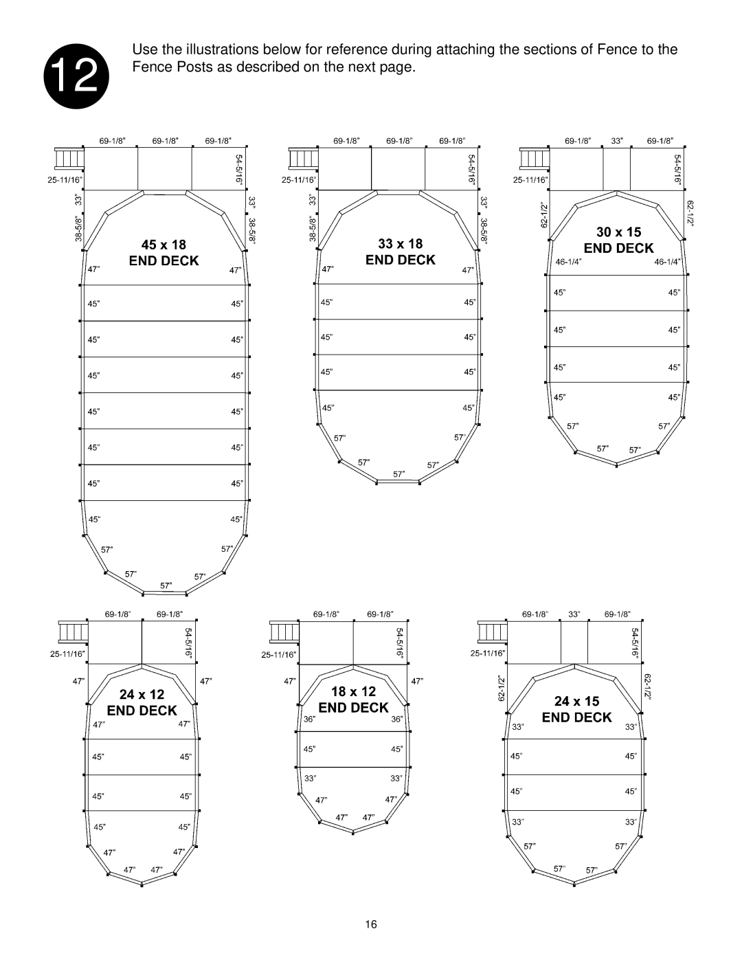 Swim'n Play end deck manual Fence Posts as described on the next 