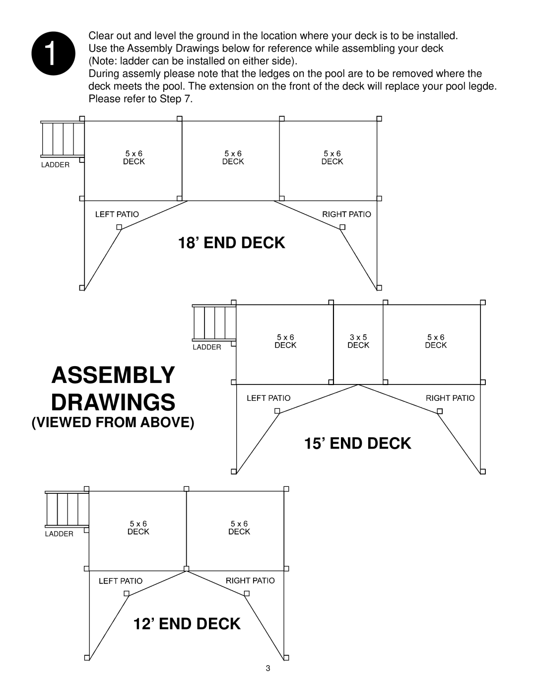 Swim'n Play end deck manual Assembly Drawings 