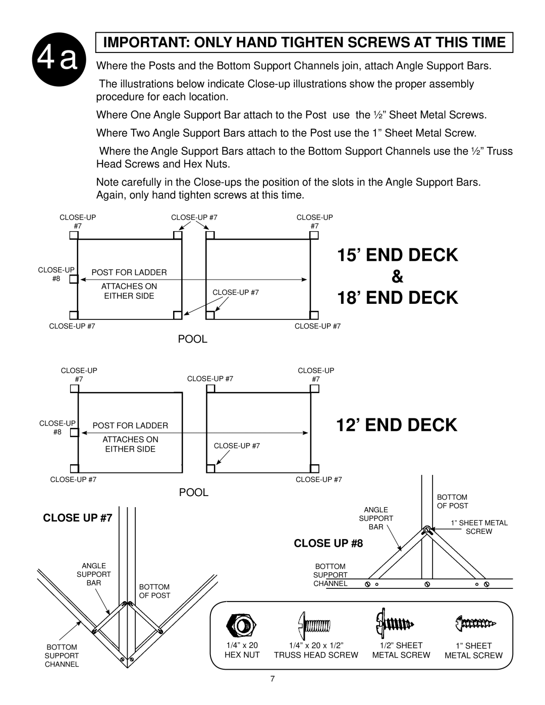 Swim'n Play end deck manual 12’ END Deck, Close UP #7 