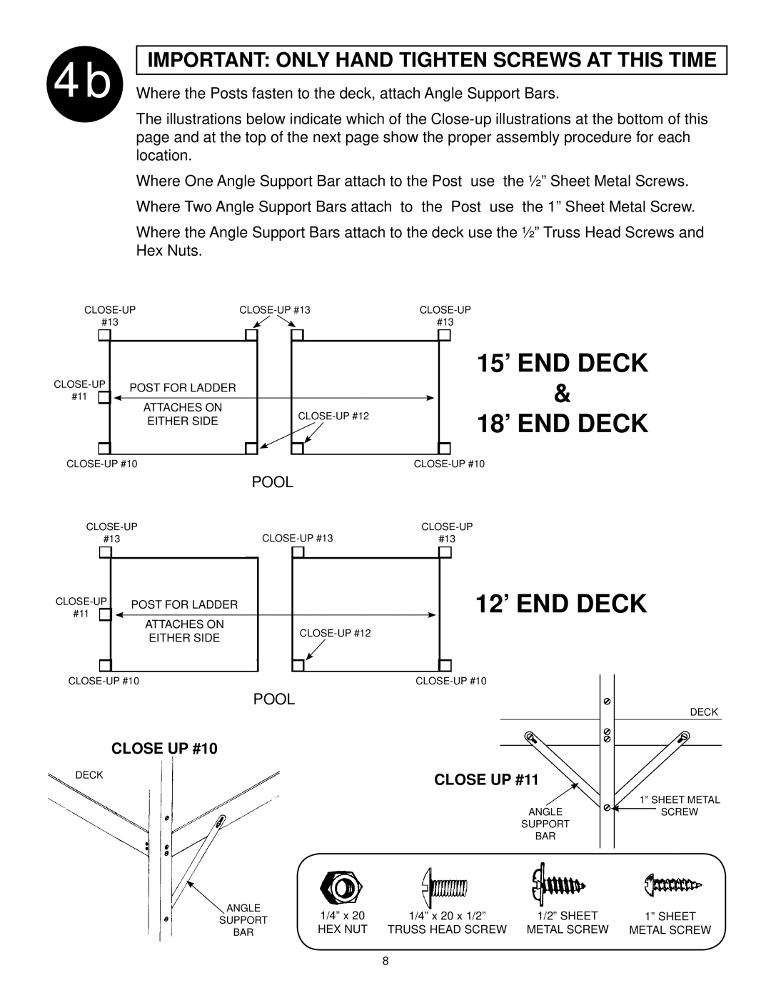 Swim'n Play end deck manual Close UP #10, Close UP #11 