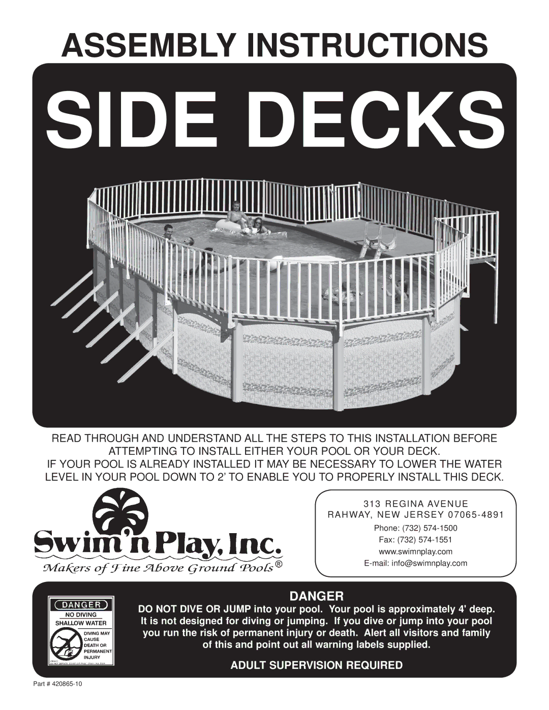 Swim'n Play side deck manual Side Decks 