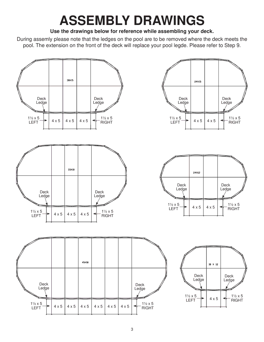 Swim'n Play side deck manual Assembly Drawings 