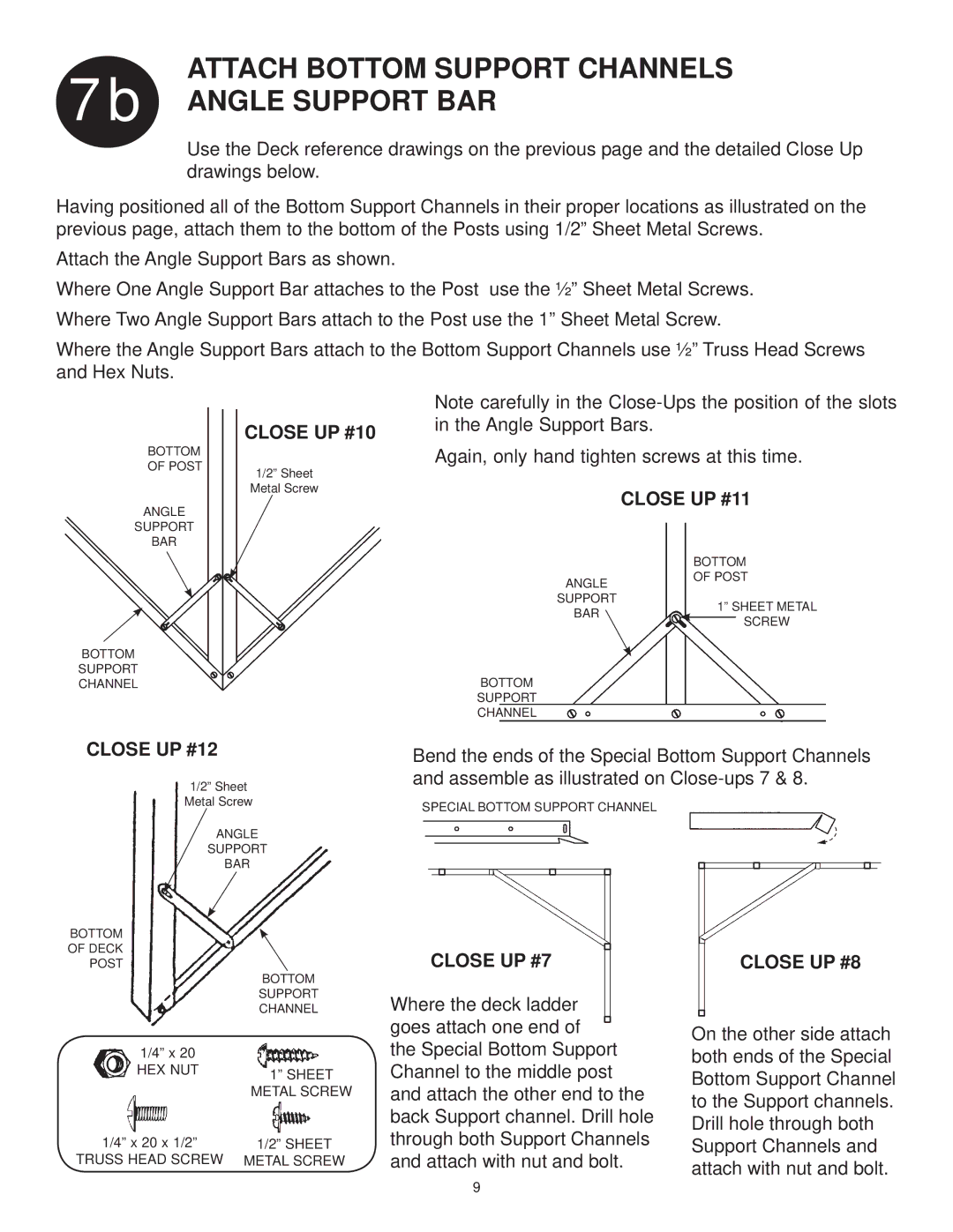 Swim'n Play side deck manual Close UP #10, Close UP #11, Close UP #12, Close UP #7, Close UP #8 