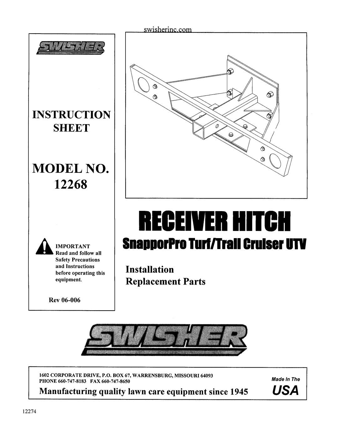Swisher 12268 manual 
