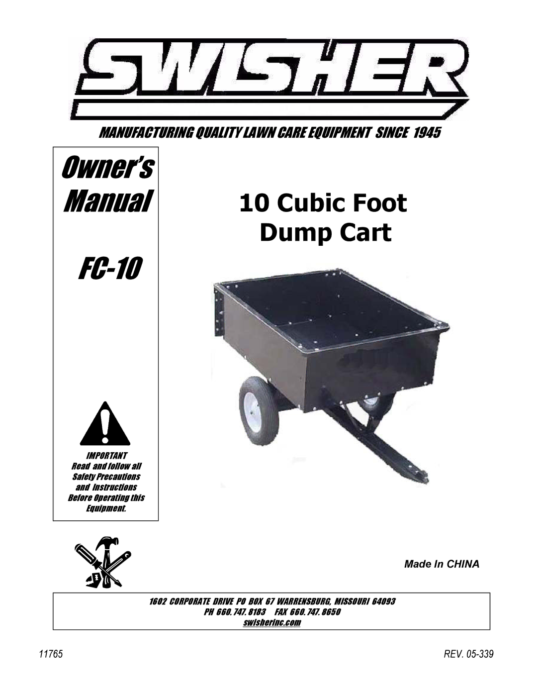 Swisher FC-10 owner manual 