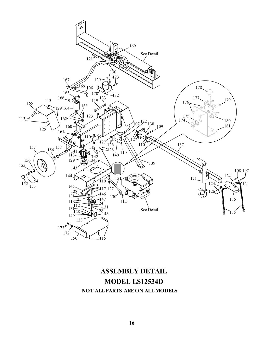 Swisher LS67525, LS928, LS622, LS11534 owner manual Assembly Detail Model LS12534D 