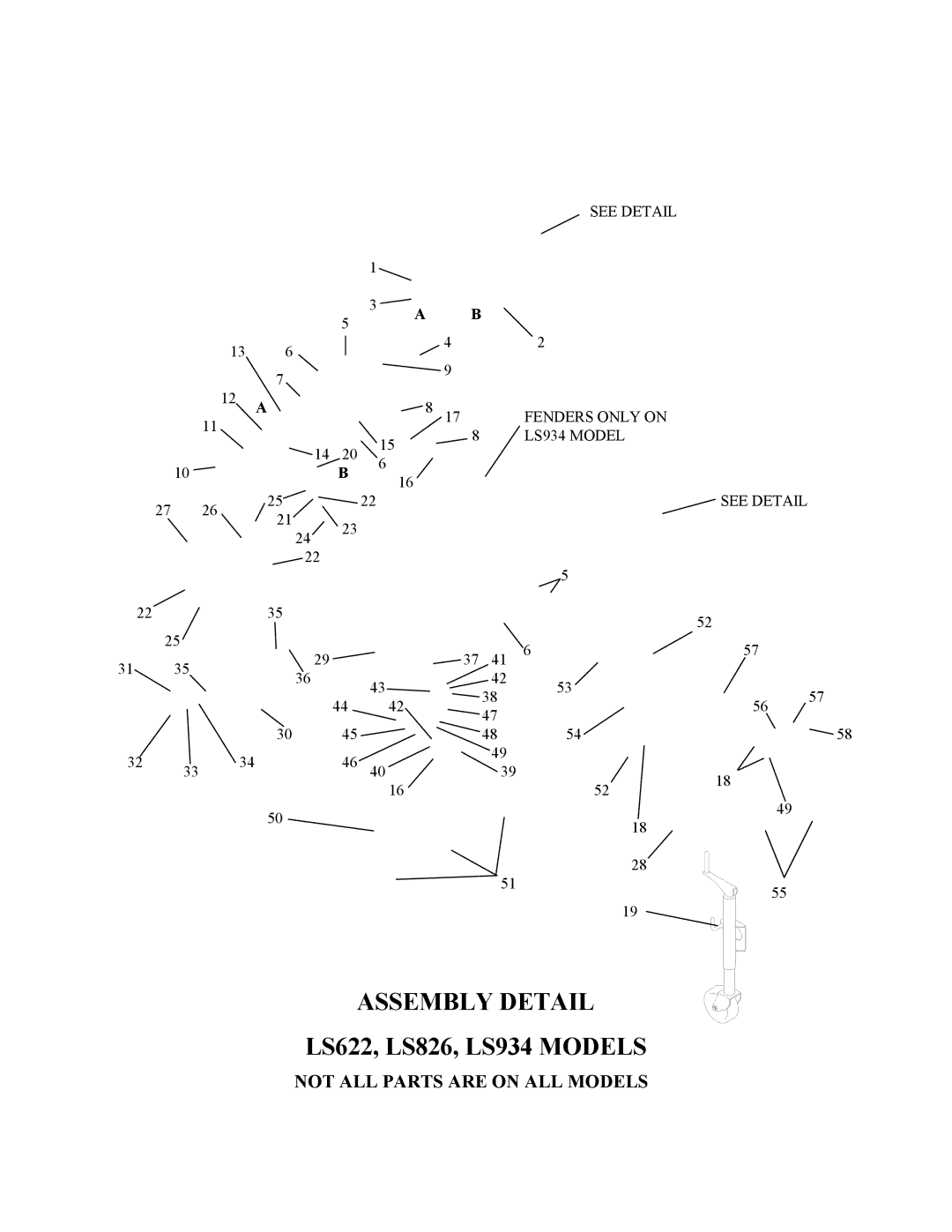 Swisher LS934, LS622, LS826, LS10534D manual Assembly Detail 