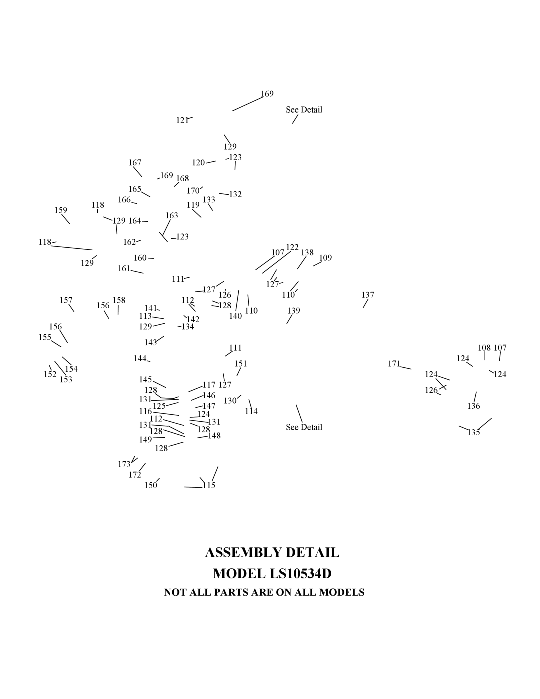 Swisher LS934, LS622, LS826, LS10534D manual Assembly Detail Model LS10534D 