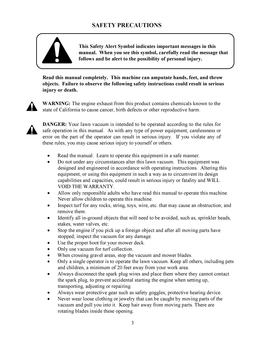 Swisher LV5537, LV5537S owner manual Safety Precautions 