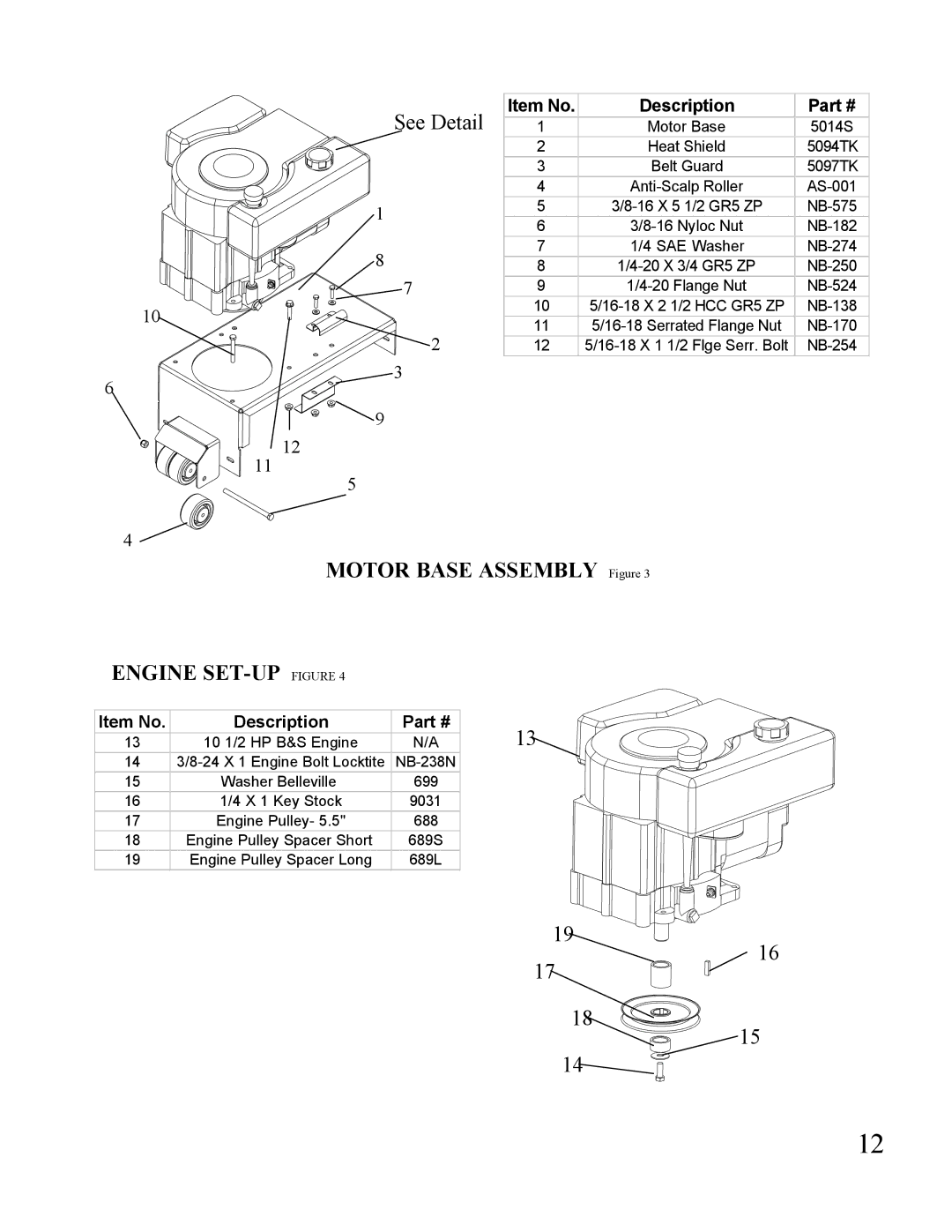 Swisher POL 10550 owner manual See Detail, Engine SET-UP Figure 