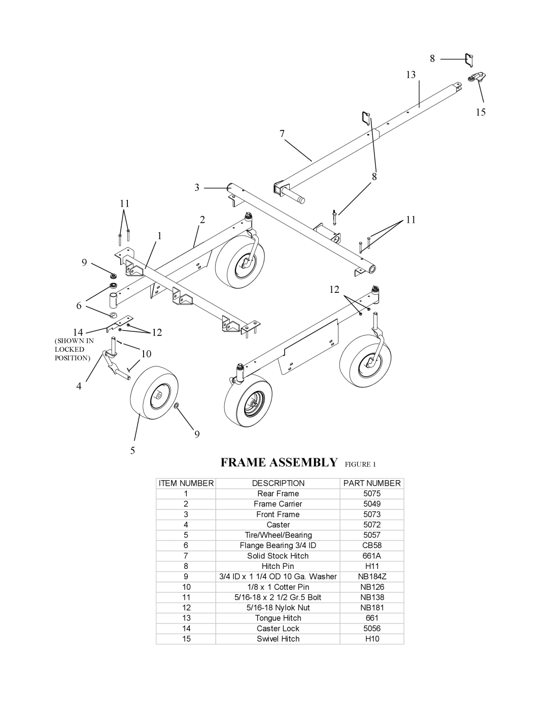 Swisher pol1250f owner manual Frame Assembly Figure, Shown In Locked Position 