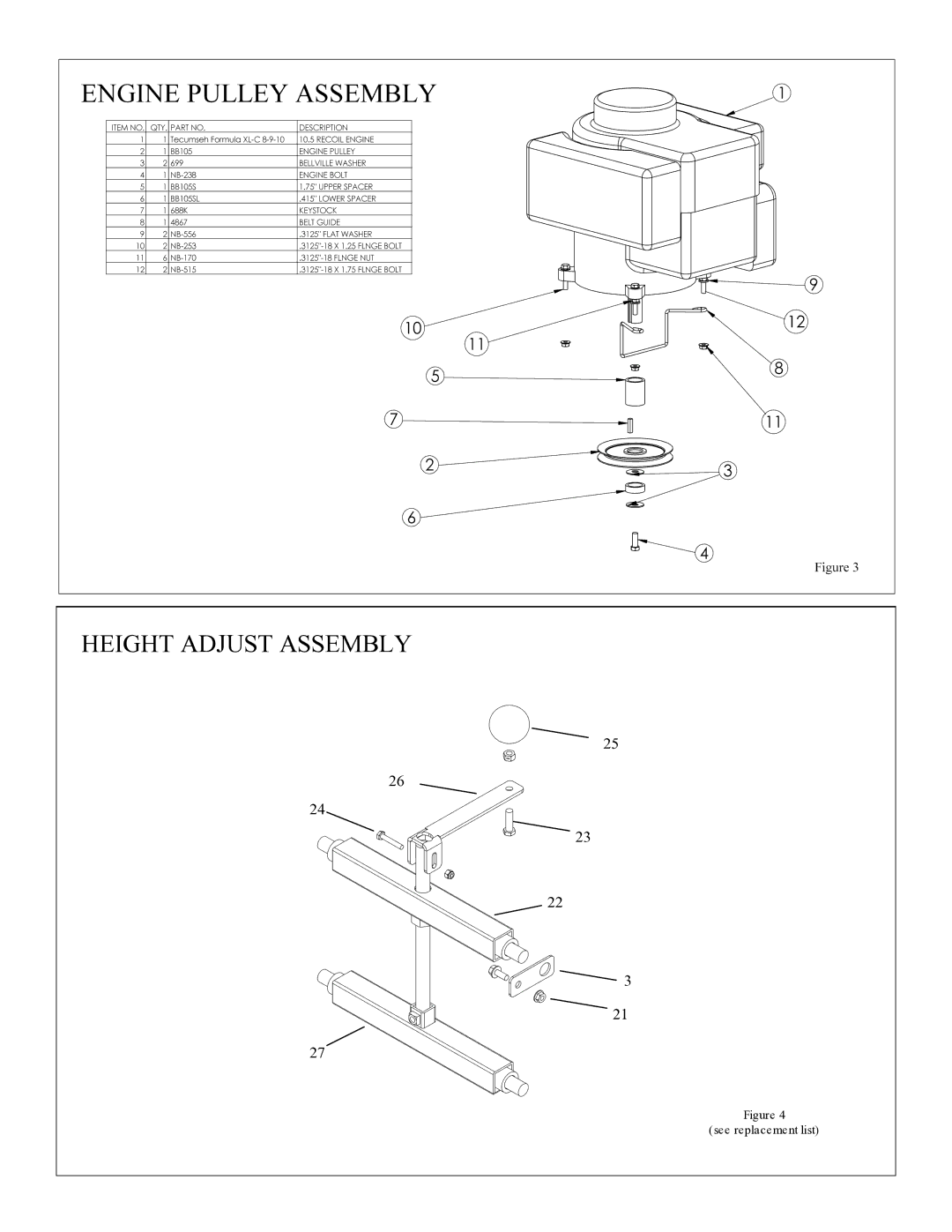 Swisher RT800441, RTB105441, POL10544HD owner manual Height Adjust Assembly 