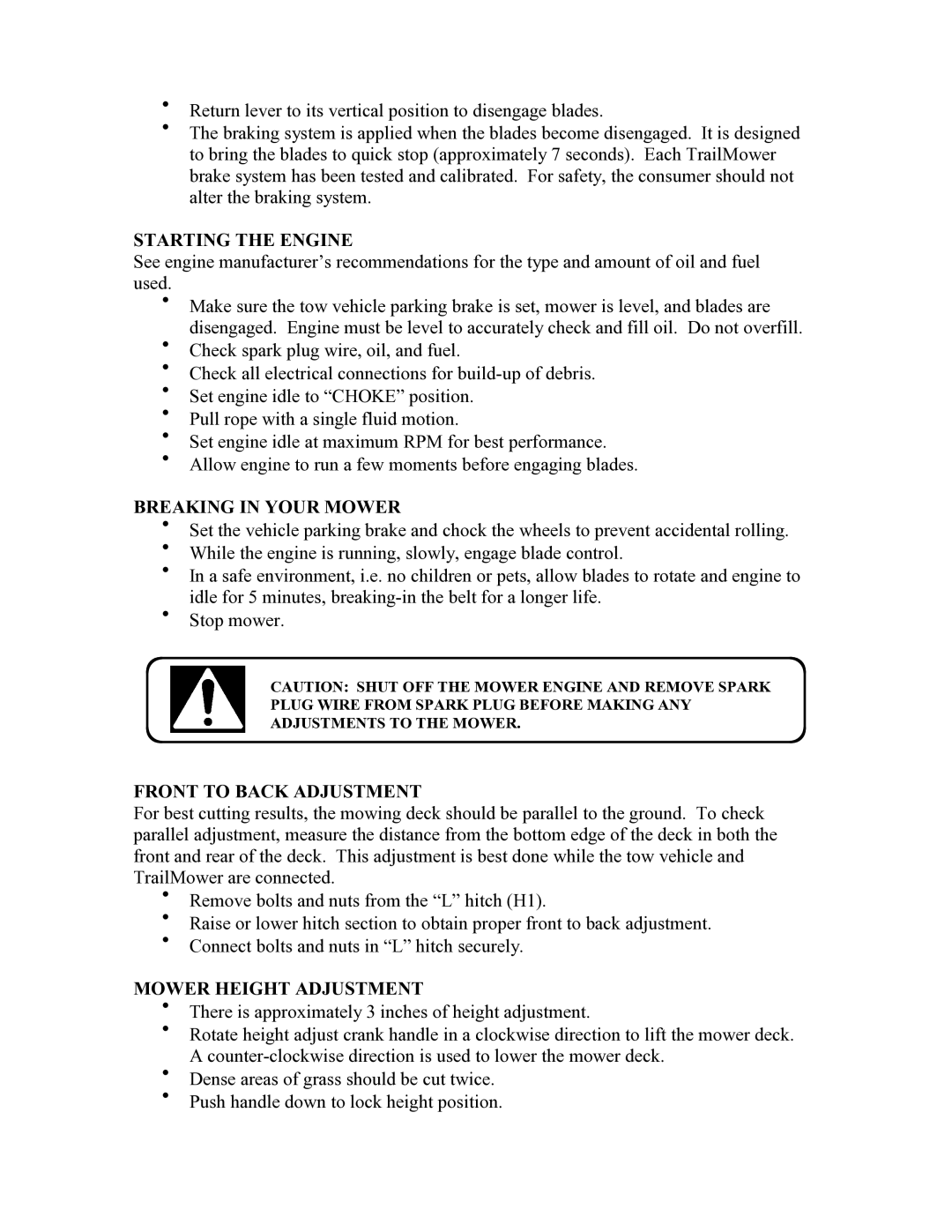 Swisher POL10544HD, RTB105441, RT800441 owner manual Starting the Engine 