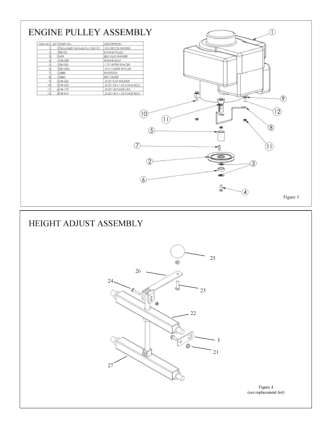 Swisher RT800441, RTB105441, RT105441, POL10544HD owner manual Height Adjust Assembly 