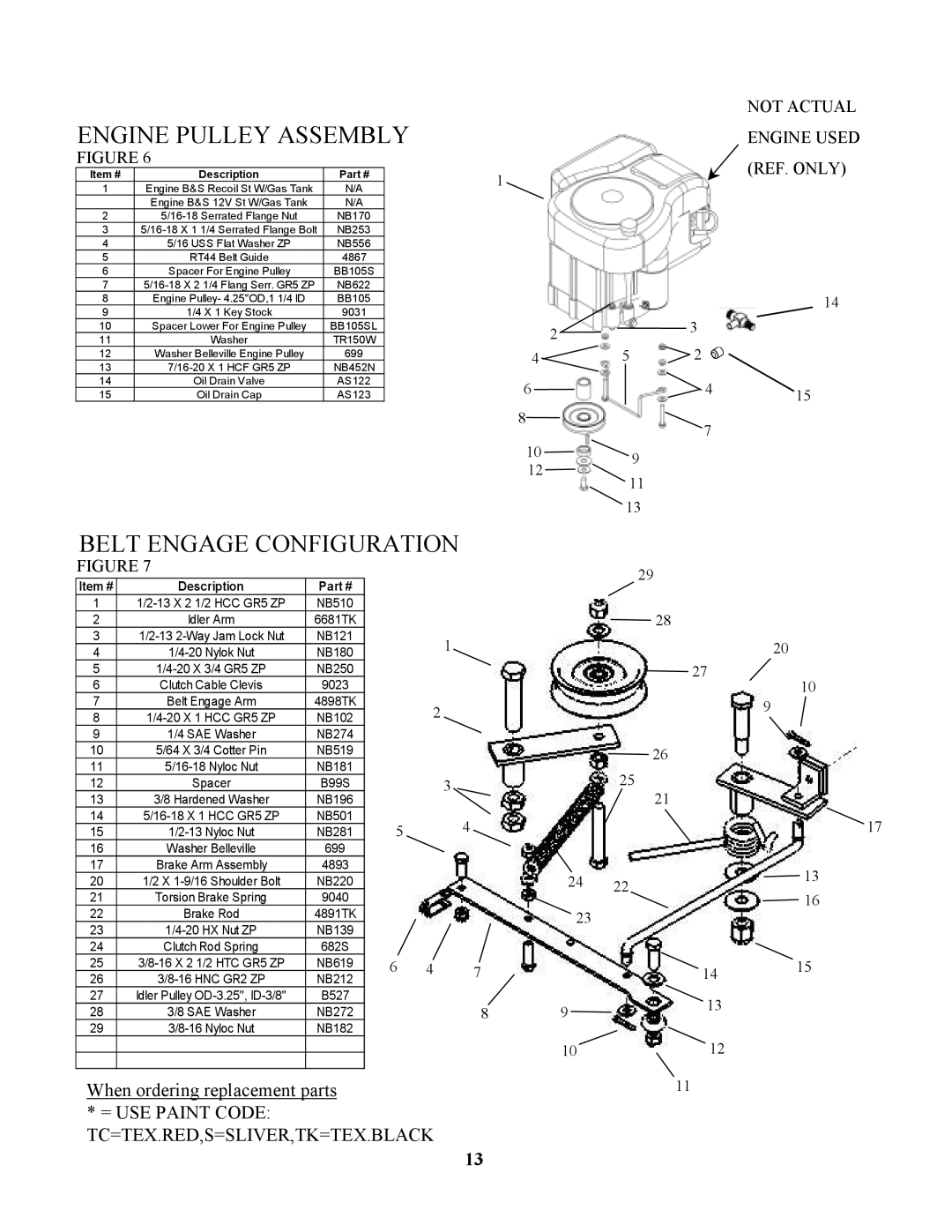 Swisher RTB105441, POLB10544HD, RTB1254412V owner manual Engine Pulley Assembly, Belt Engage Configuration 