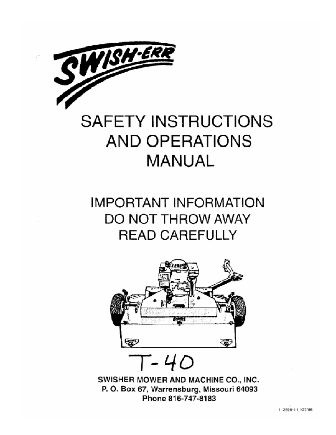 Swisher T-40 manual 