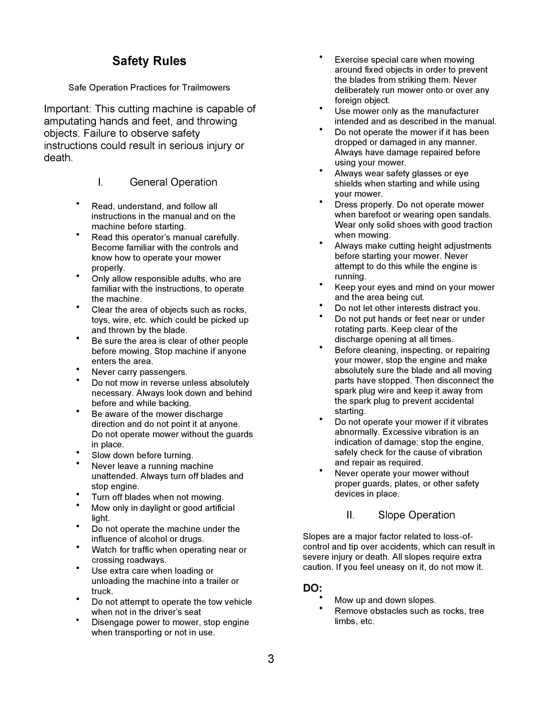 Swisher T1360 owner manual Safety Rules 