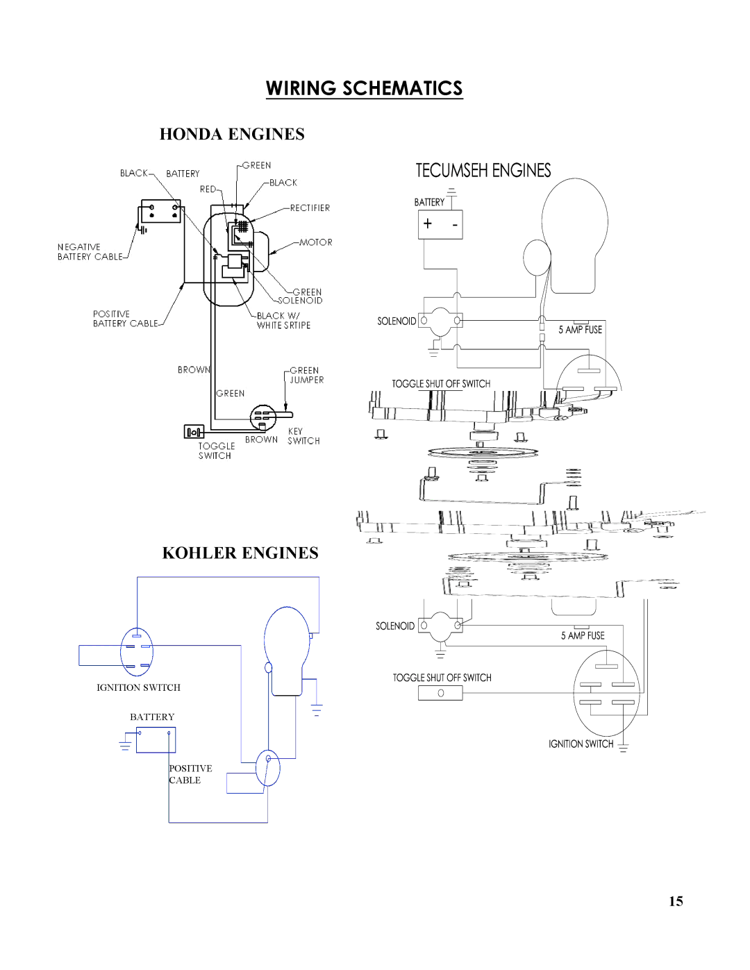 Swisher T1360H, T1360K, T17560, T13560, RK1360, T1360T owner manual Wiring Schematics 