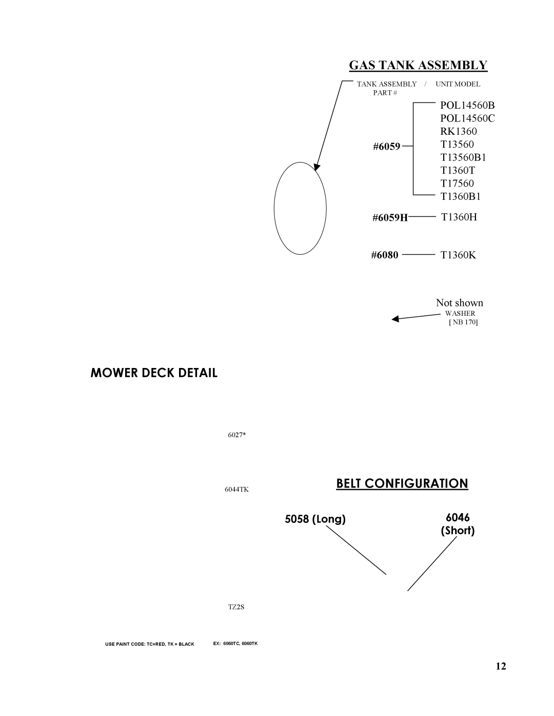 Swisher T1360T, T1360B1, T1360T, T1360H, T1360K, T13560, RK1360, T14560, T17560 owner manual GAS Tank Assembly 