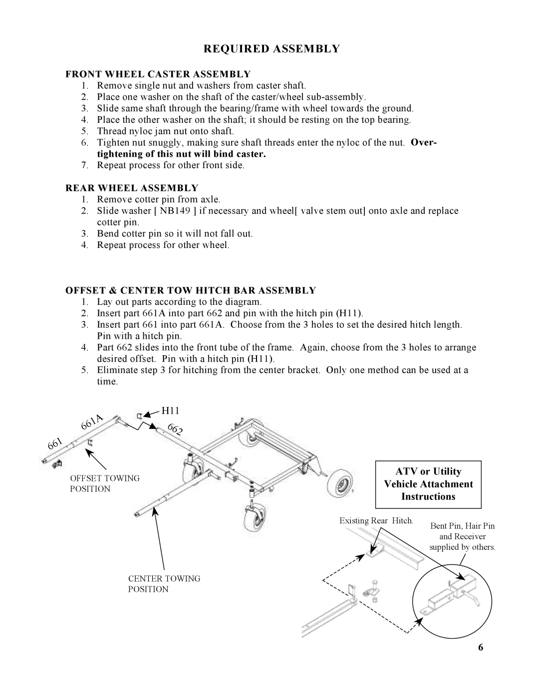 Swisher T1360T, T1360B1, T1360T, T1360H, T1360K, T13560, RK1360, T14560, T17560 owner manual Required Assembly 