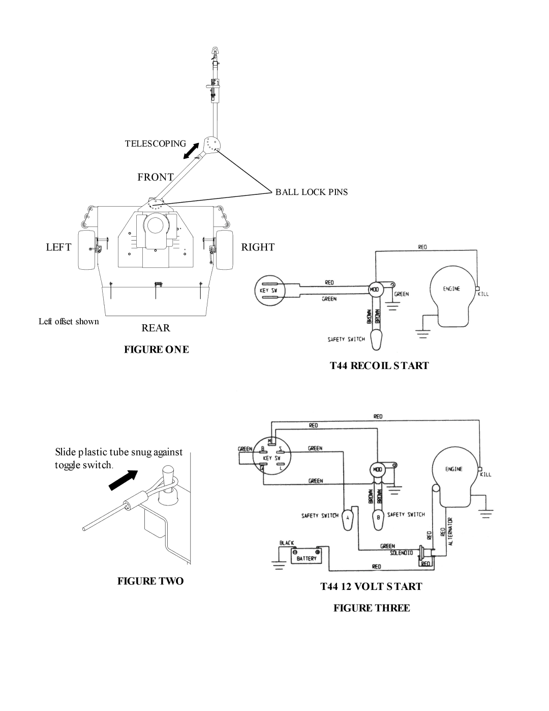 Swisher T844CH-12V, T8544SP, T12544CH, T1244CH-12V, T10544TSP, T10544BSP Front, Left Right, Rear, Telescoping, Ball Lock Pins 