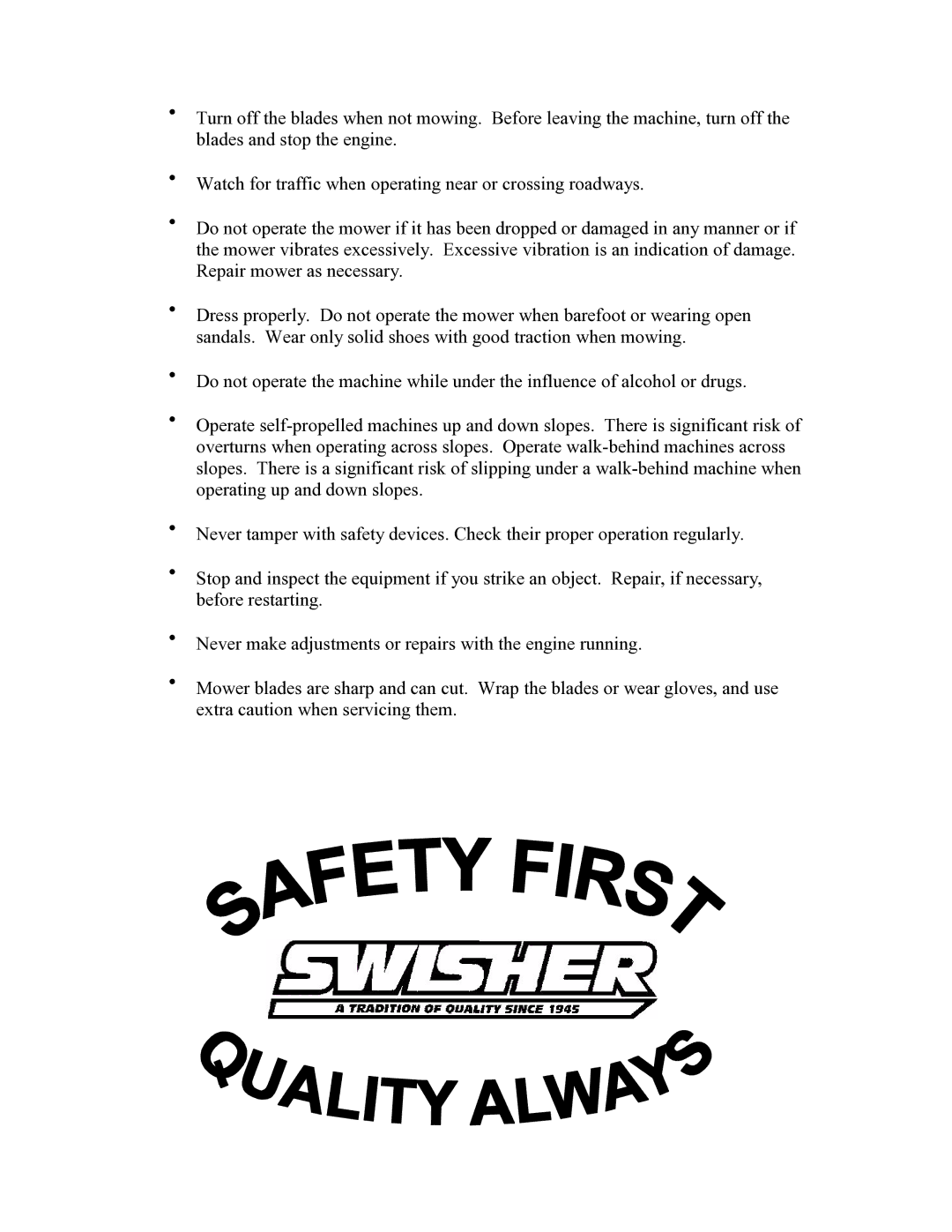 Swisher WB11542F owner manual 