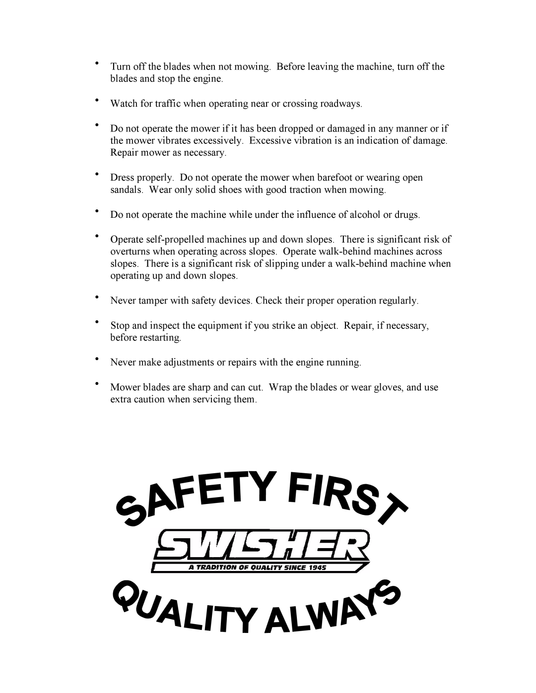 Swisher WB11542F owner manual 