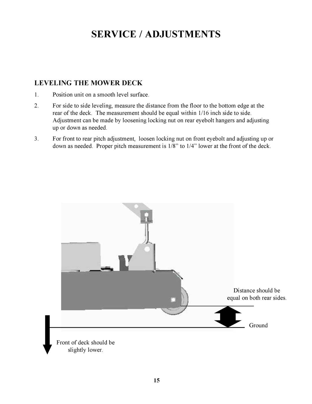 Swisher ZT13536, ZT17542B, ZT20050, ZT20050, ZT13536, ZT17542B, ZT17542B, ZT13536, ZT20050 Leveling the Mower Deck 