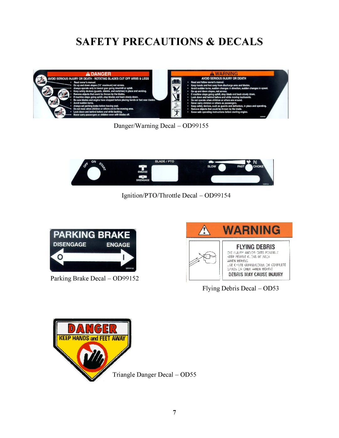 Swisher ZT20050, ZT13536, ZT17542B, ZT13536, ZT17542B, ZT20050, ZT17542B, ZT13536, ZT20050 Safety Precautions & Decals 