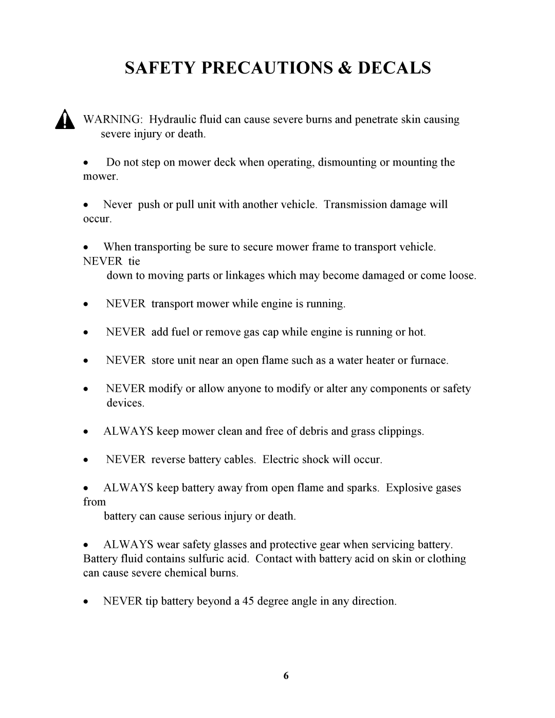 Swisher ZT1436, ZT17542B, ZT1842, ZT20050 owner manual Safety Precautions & Decals 