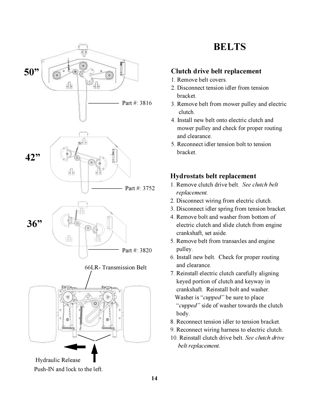 Swisher ZT2250, ZT1436B, ZT18542, ZT1436B, ZT18542, ZT2250, ZT18542, ZT1436B, ZT2250 Belts, Clutch drive belt replacement 