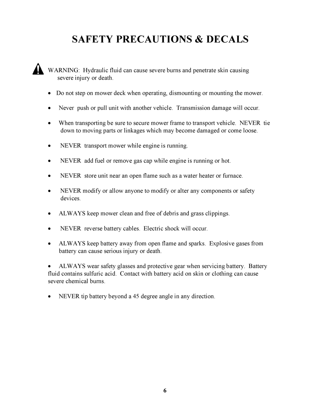 Swisher ZT17542 owner manual Safety Precautions & Decals 