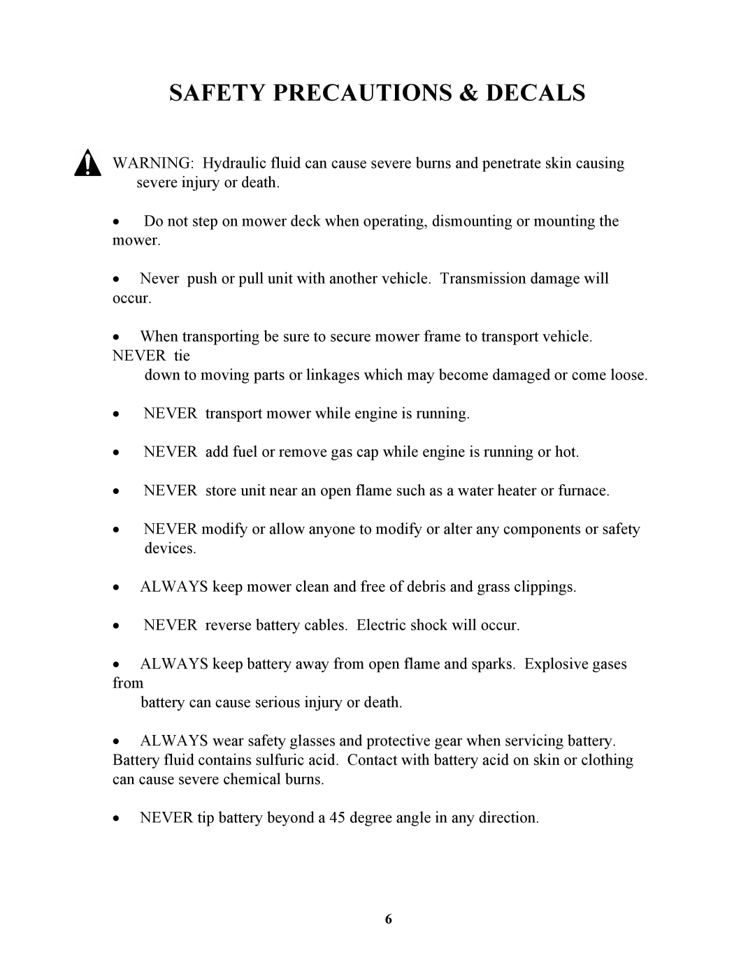 Swisher ZT17542B, ZT1436, ZT1842, ZT20050 owner manual Safety Precautions & Decals 