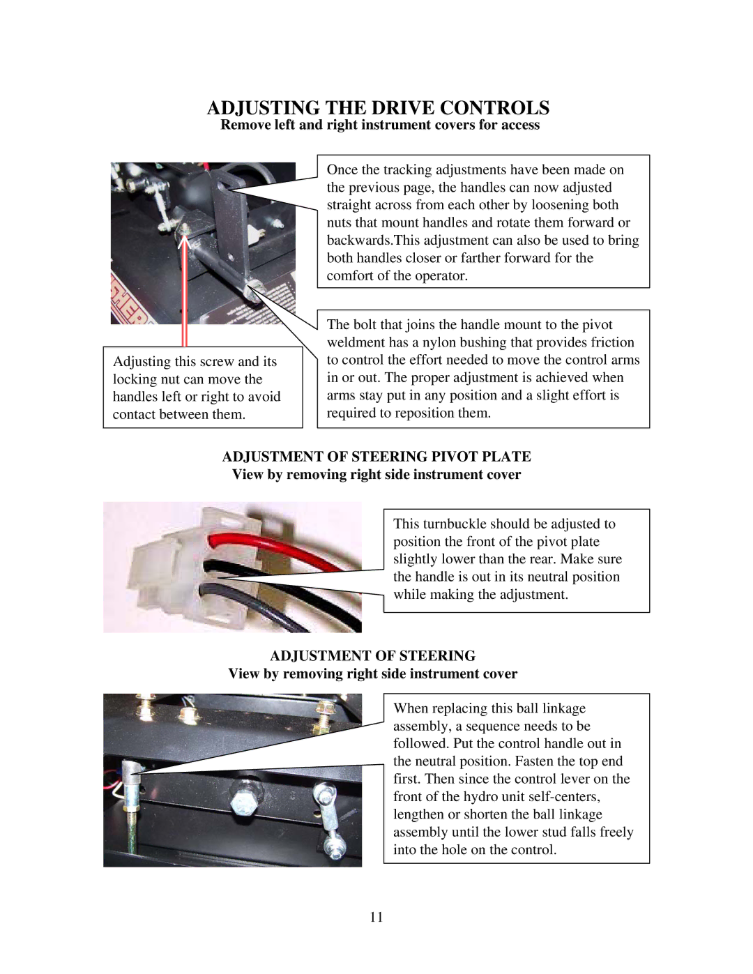 Swisher ZT18542 manual Adjusting the Drive Controls, Adjustment of Steering 