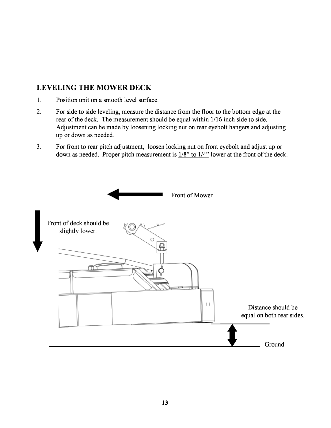 Swisher ZT2350 owner manual Leveling The Mower Deck 