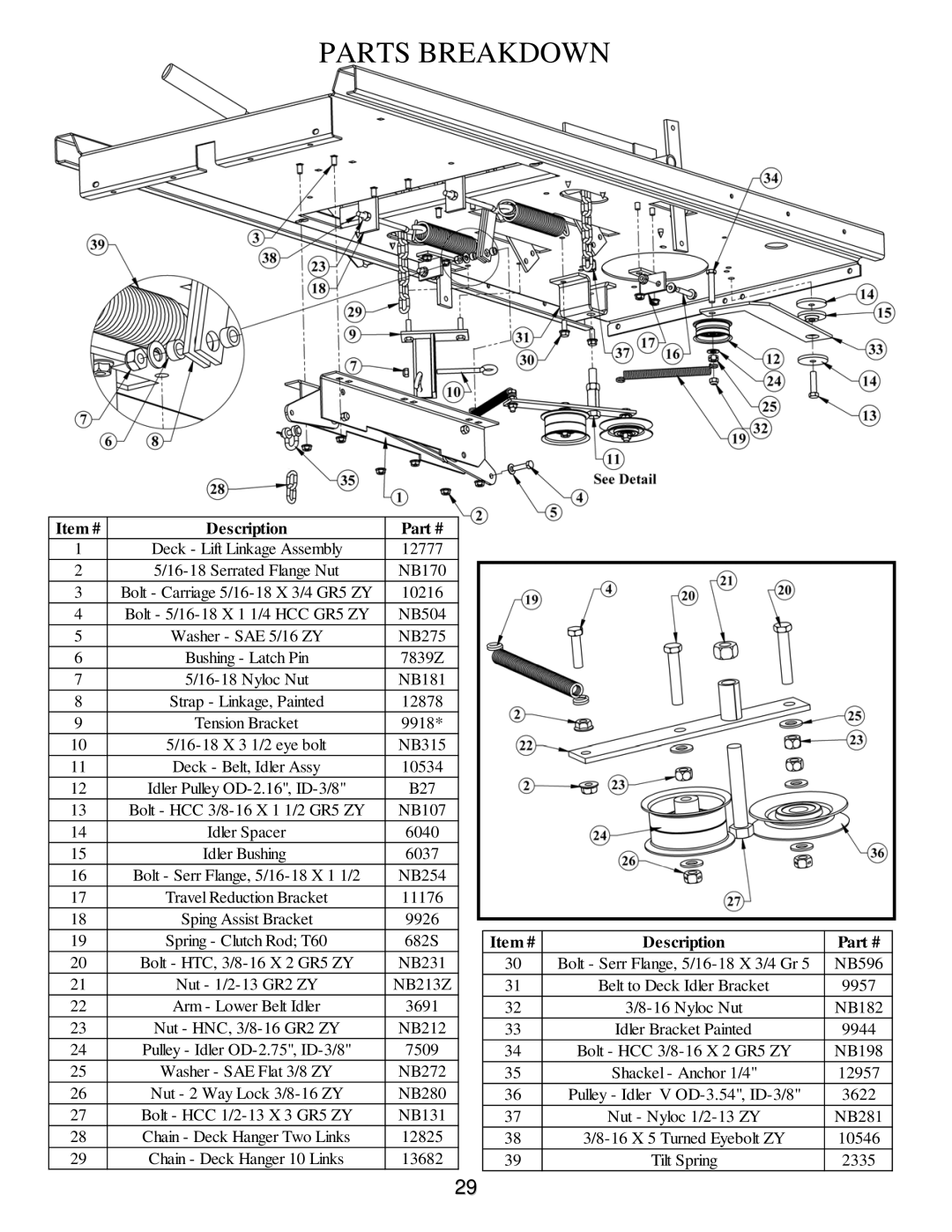 Swisher ZT2350A manual Item # Description 