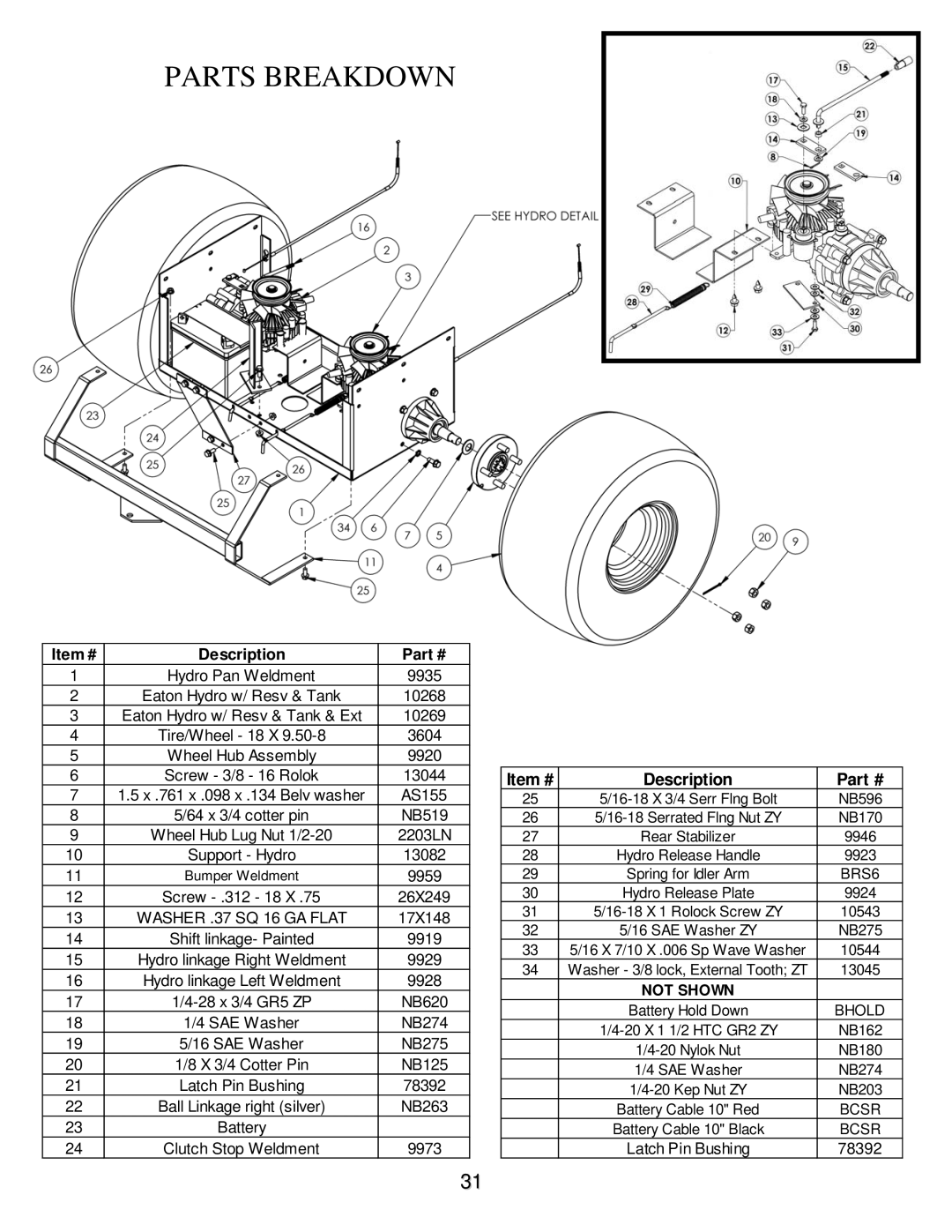 Swisher ZT2350A manual Item # Description 