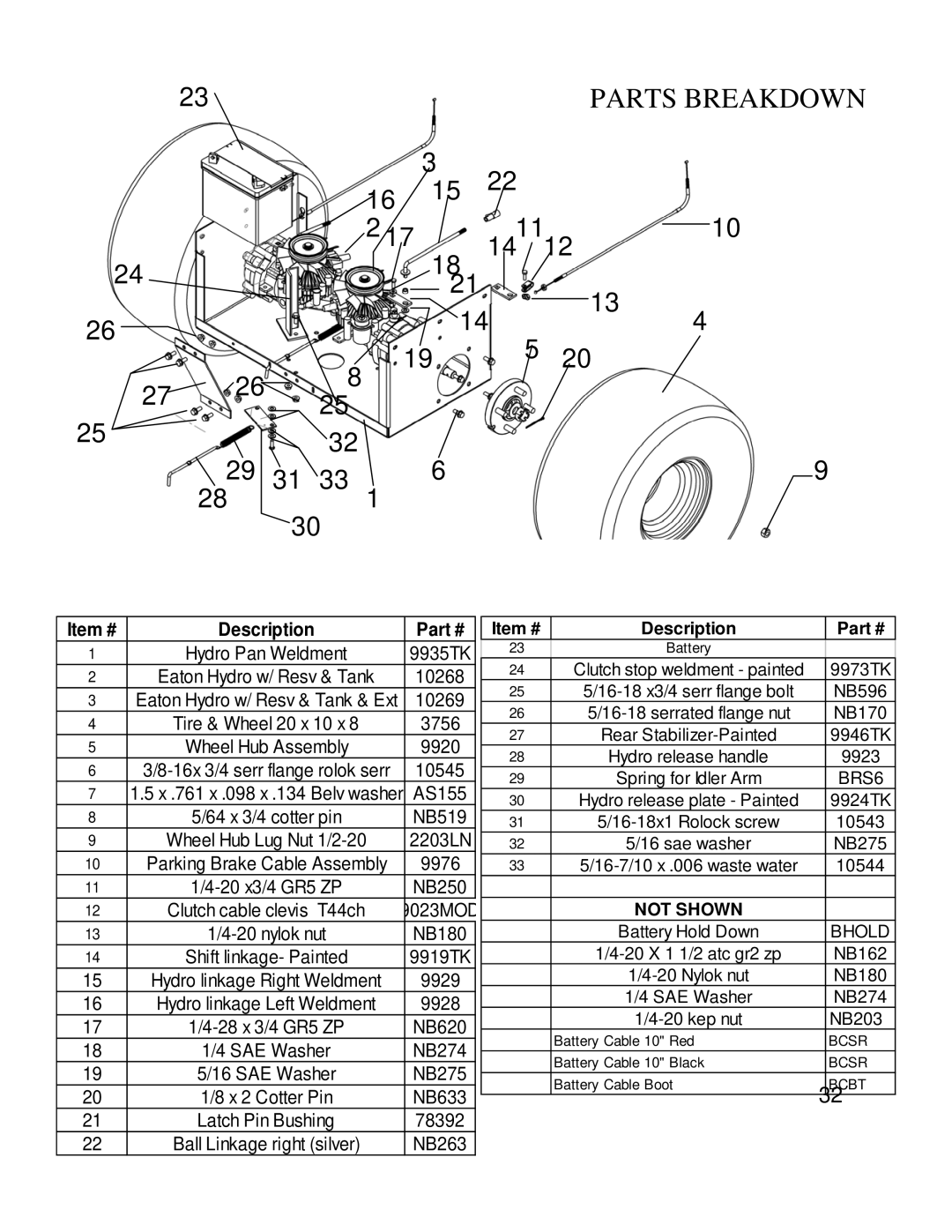 Swisher ZT2460 owner manual Item # Description 