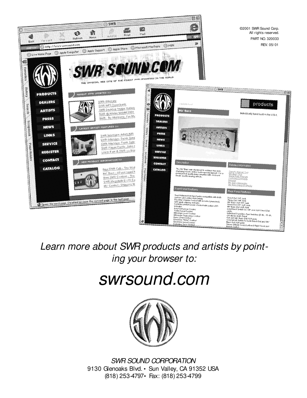 SWR Sound 1X10T manual SWR Sound Corporation 