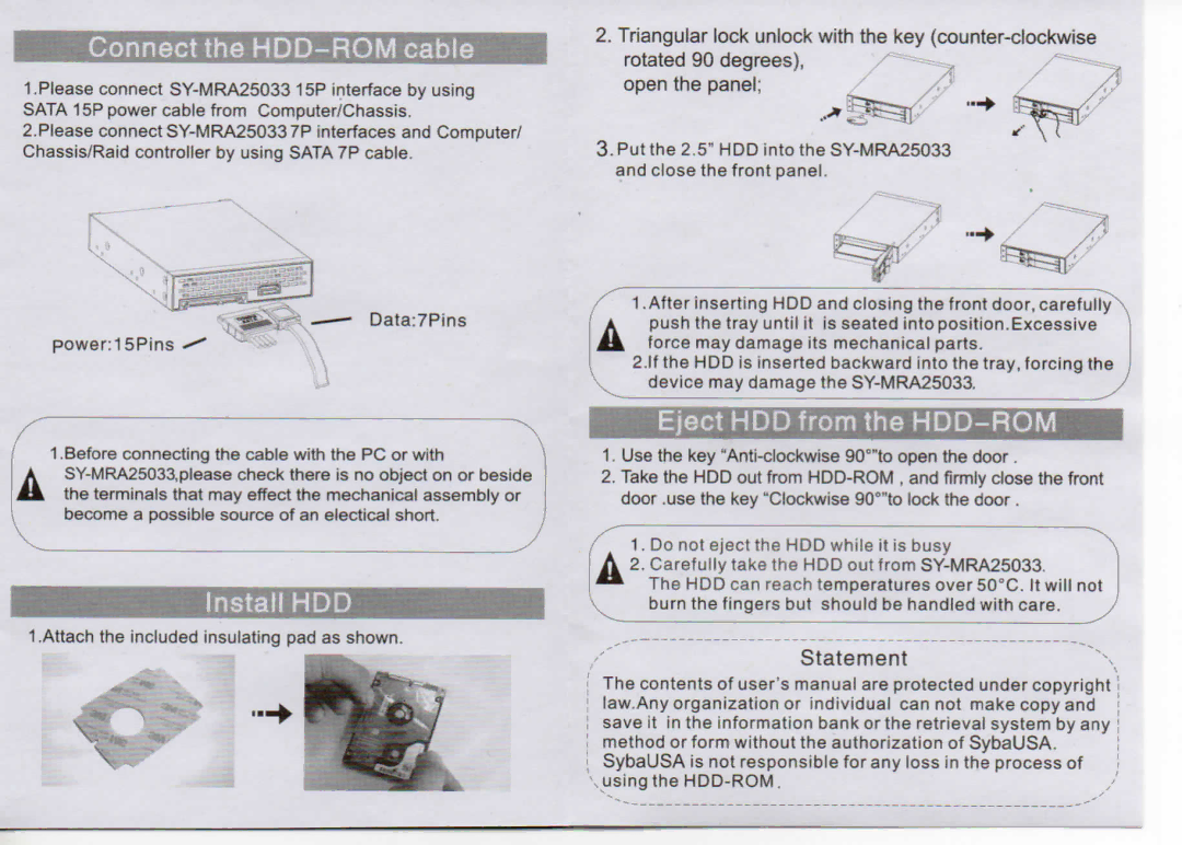 Syba Tech SY-MRA25033 manual 