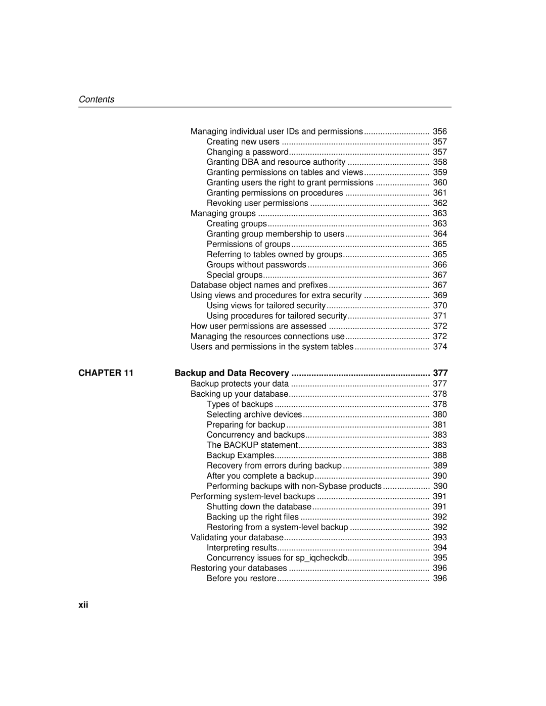 Sybase 12.4.2 manual Xii 