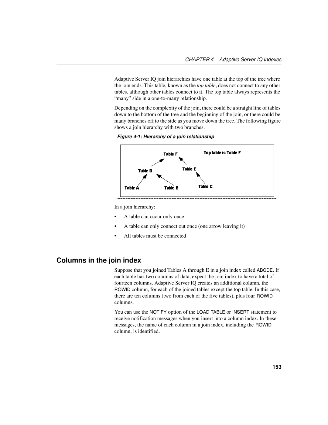 Sybase 12.4.2 manual Columns in the join index, 153 