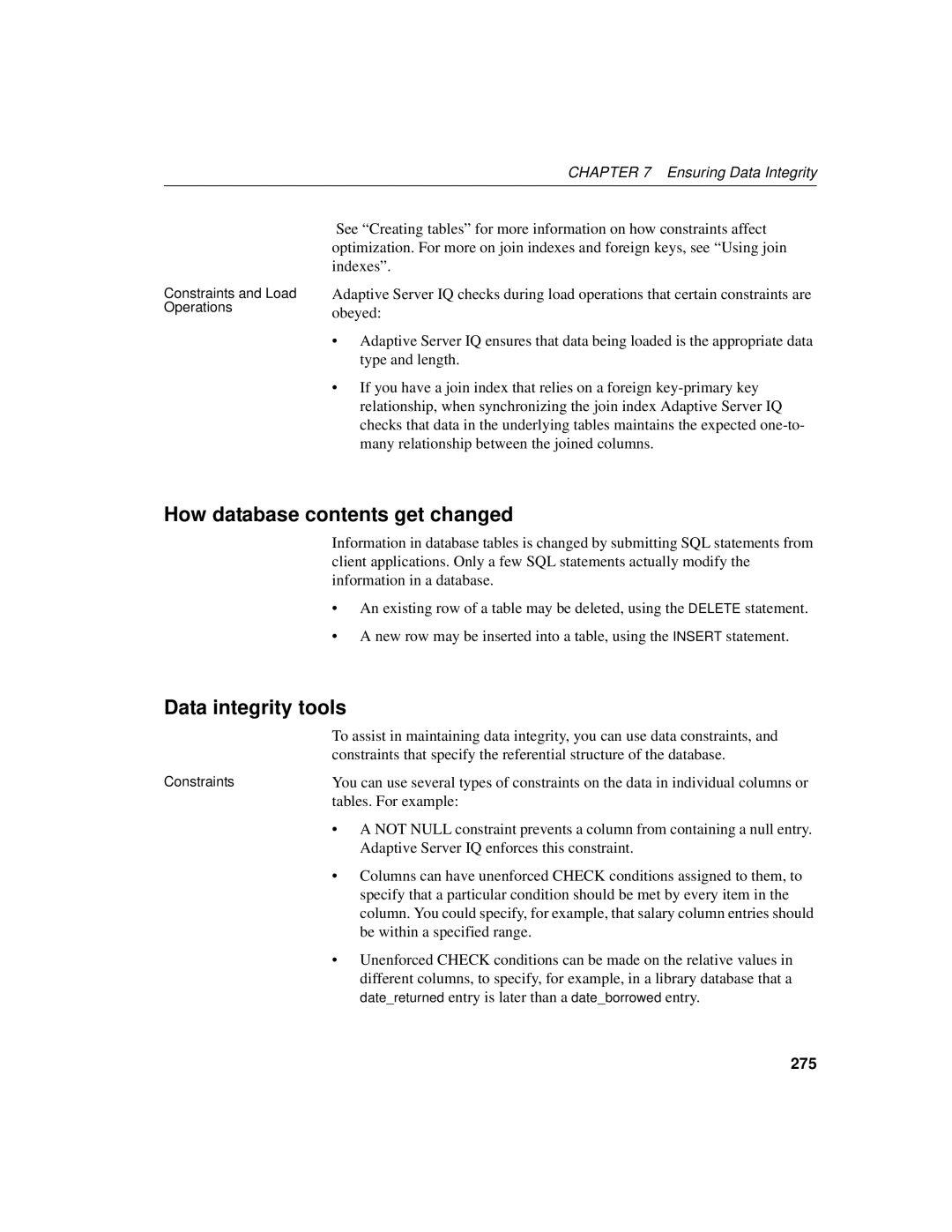 Sybase 12.4.2 manual How database contents get changed, Data integrity tools 