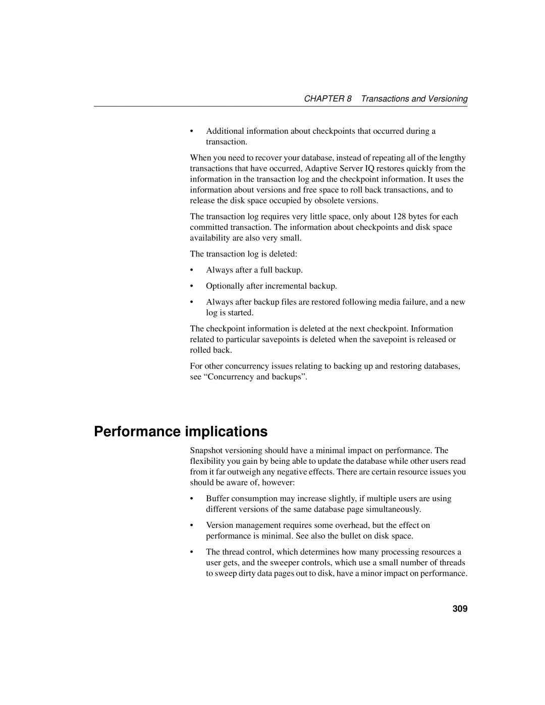 Sybase 12.4.2 manual Performance implications, 309 