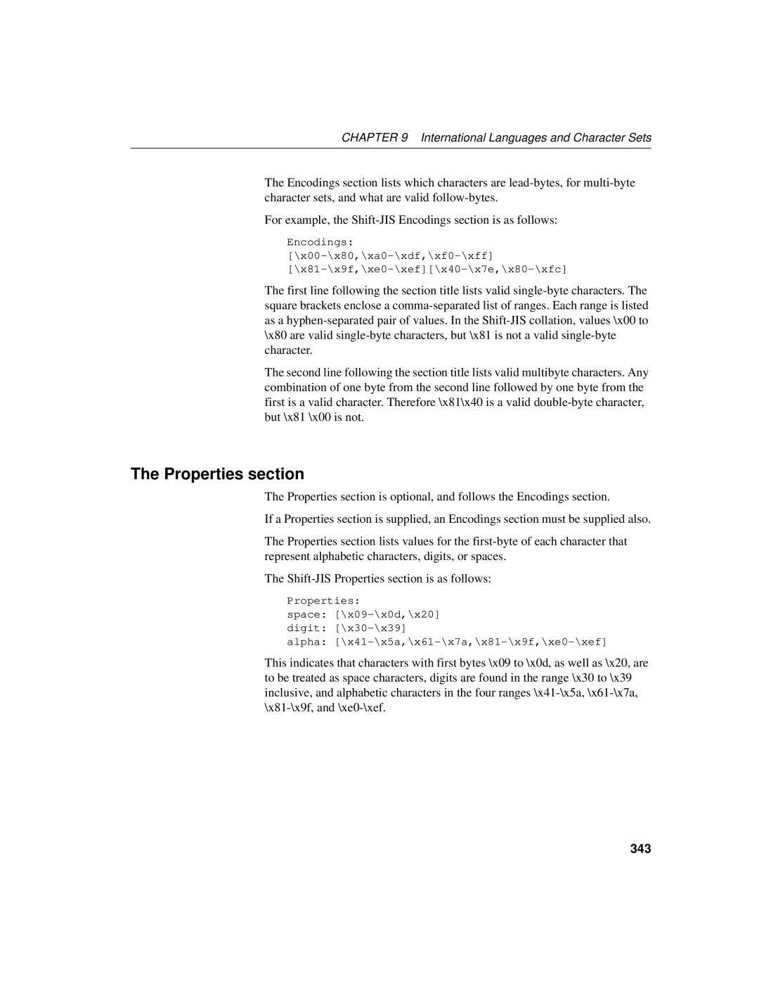 Sybase 12.4.2 manual Properties section, 343 