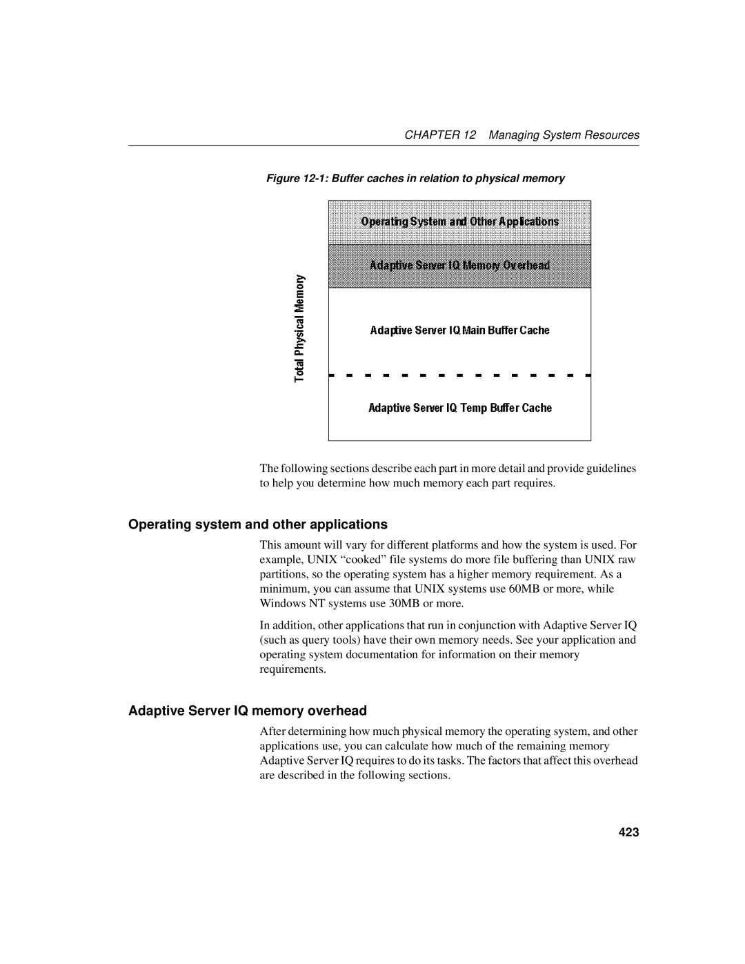 Sybase 12.4.2 manual Operating system and other applications, Adaptive Server IQ memory overhead, 423 