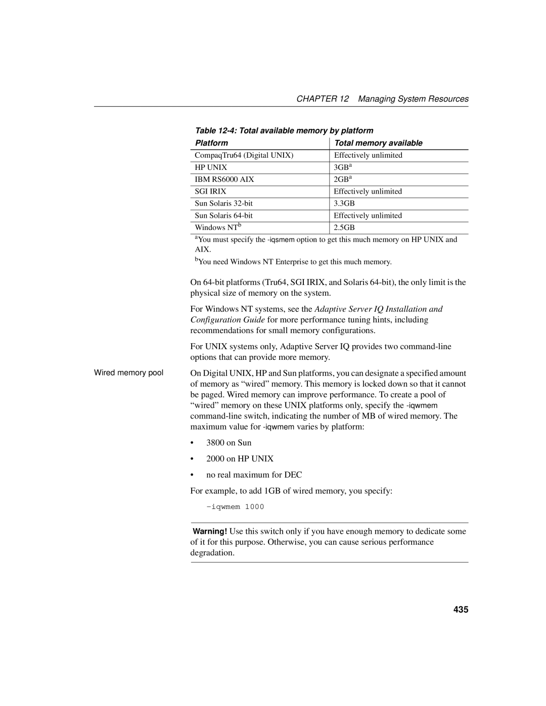 Sybase 12.4.2 manual Physical size of memory on the system, Recommendations for small memory configurations, 435 