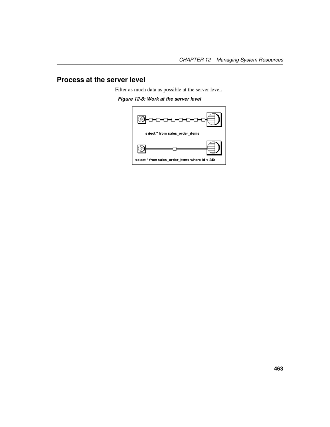 Sybase 12.4.2 manual Process at the server level, Filter as much data as possible at the server level, 463 