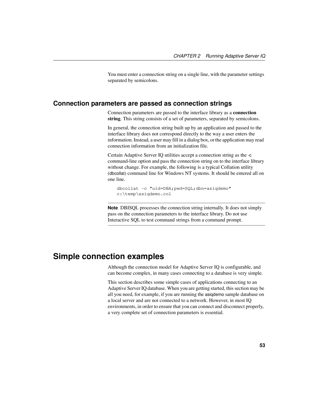 Sybase 12.4.2 manual Simple connection examples 